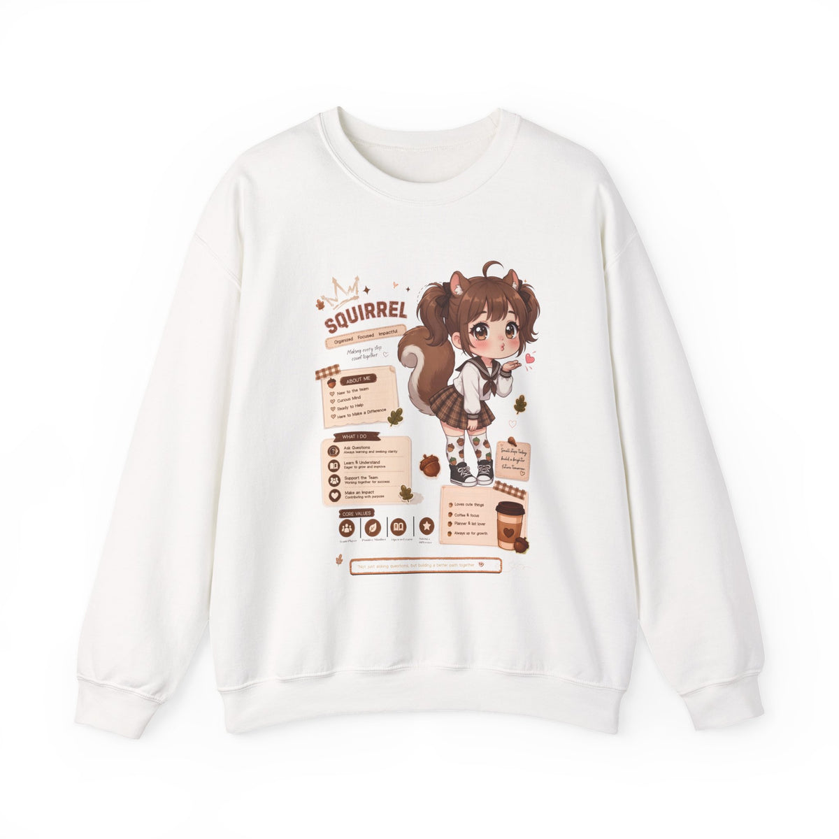 Kawaii Squirrel Girl Sweatshirt | Cute Chibi Graphic Crewneck | Baddy Armor