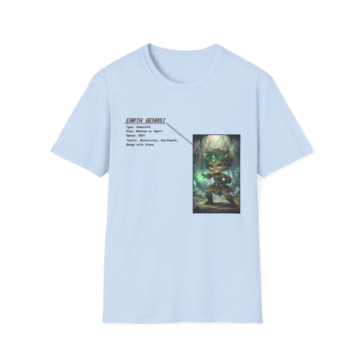 Earth Genasi Stats T-Shirt - Baddy Armor Designs