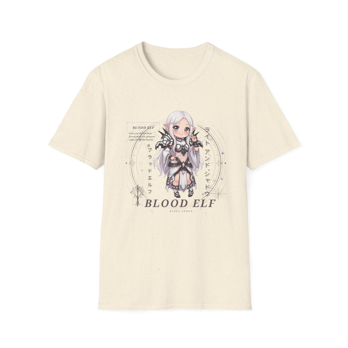 Blood Elf Fantasy Anime T-Shirt | High Fantasy Chibi Graphic Tee | Baddy Armor