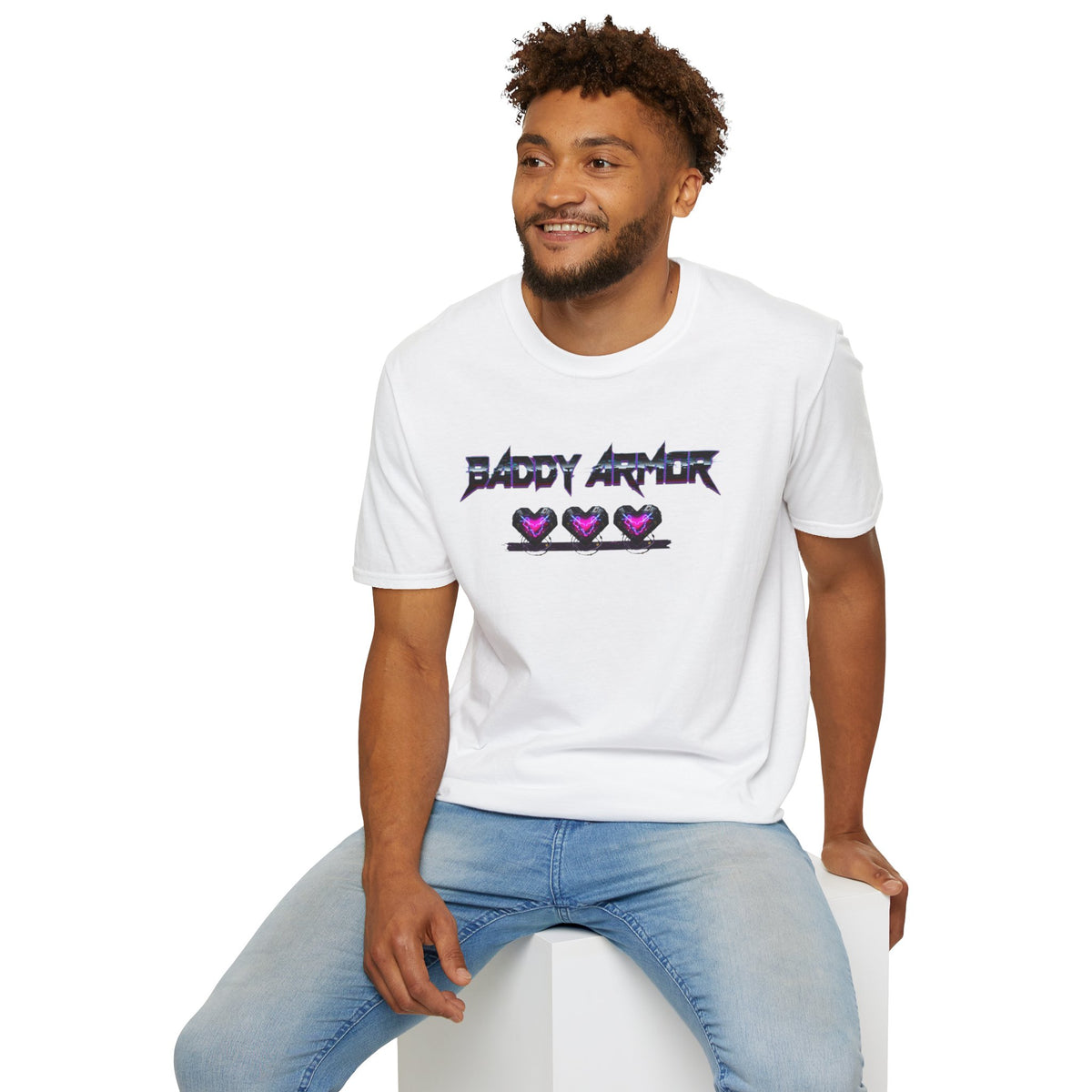 Baddy Armor Graphic T-Shirt | Purple Heart Icon Cotton Tee