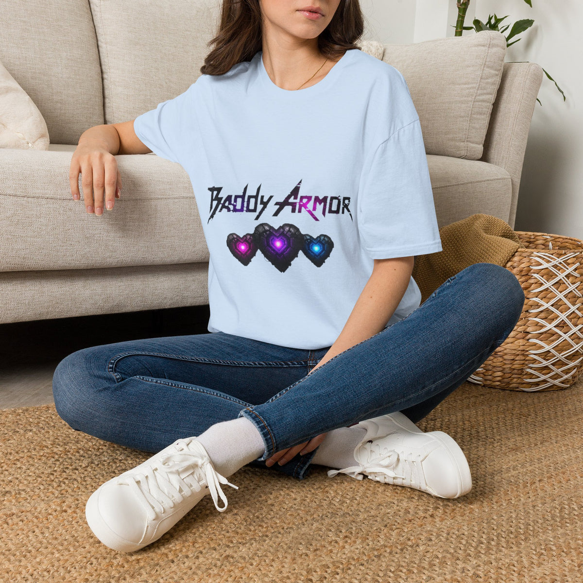 Baddy Armor Graphic T-Shirt | Cute Heart Shield Cotton Tee