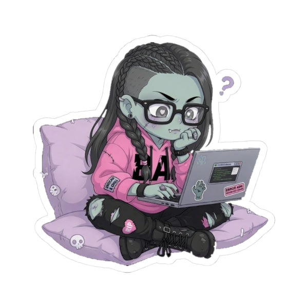Goth Coder Sticker – Cute Laptop Kiss-Cut Vinyl Sticker | Baddy Armor