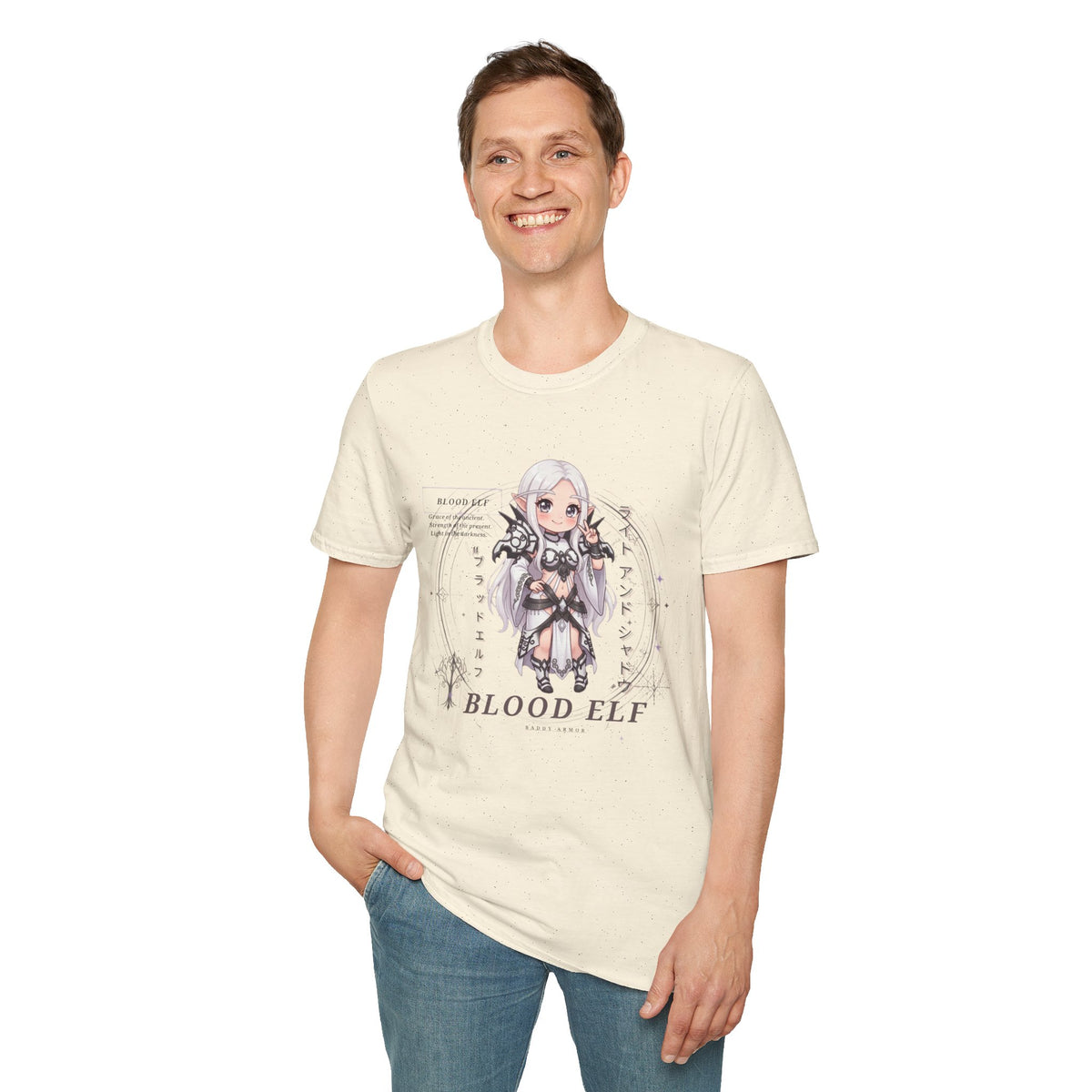 Blood Elf Fantasy Anime T-Shirt | High Fantasy Chibi Graphic Tee | Baddy Armor