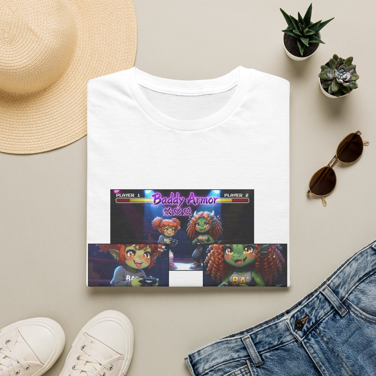 Big Suck Arena Gamer Girls - Comic Panels T-Shirt - Baddy Armor Designs