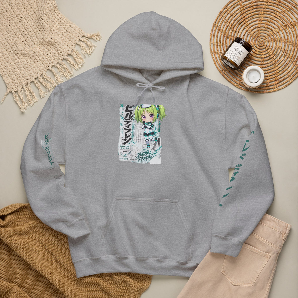 Kawaii Chibi Anime Girl Hoodie | Cute Pastel Graphic Pullover | Baddy Armor