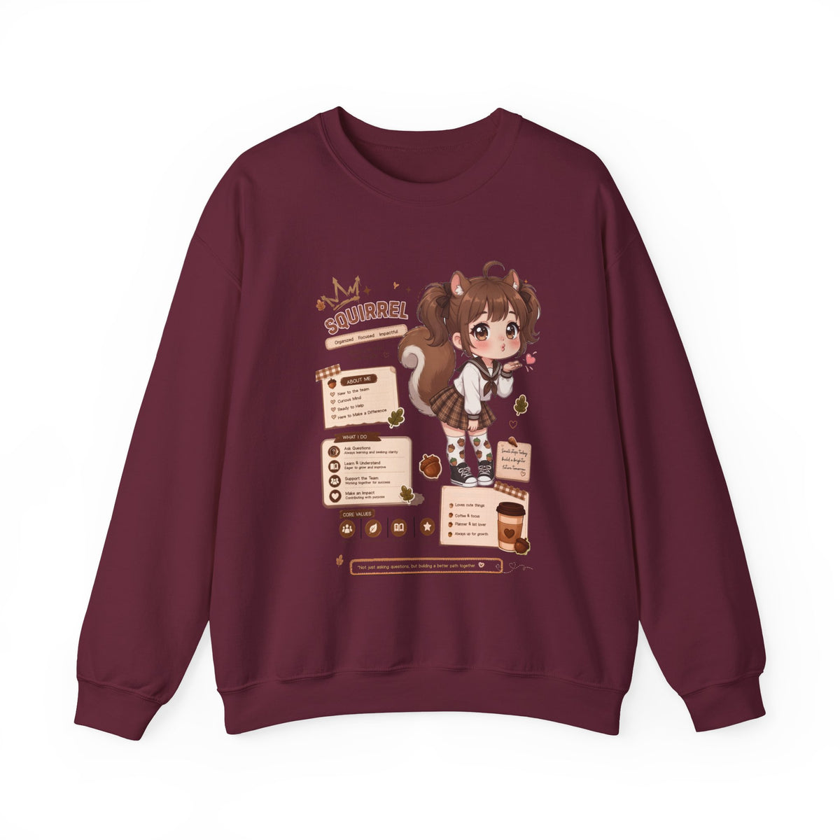 Kawaii Squirrel Girl Sweatshirt | Cute Chibi Graphic Crewneck | Baddy Armor