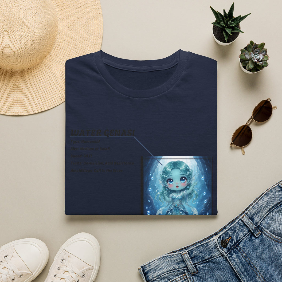 Water Genasi Anime T-Shirt | Baddy Armor