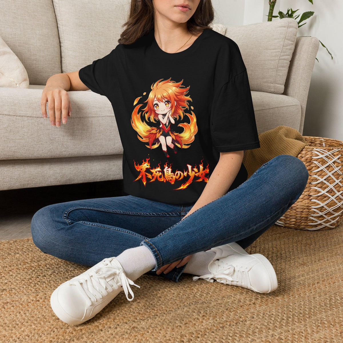 Phoenix Girl (不死鳥の少女) Anime T-Shirt | Baddy Armor