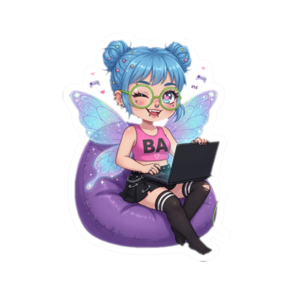 Blue Hair Fairy Dev Kawaii Vinyl Sticker | Baddy Armor Designs