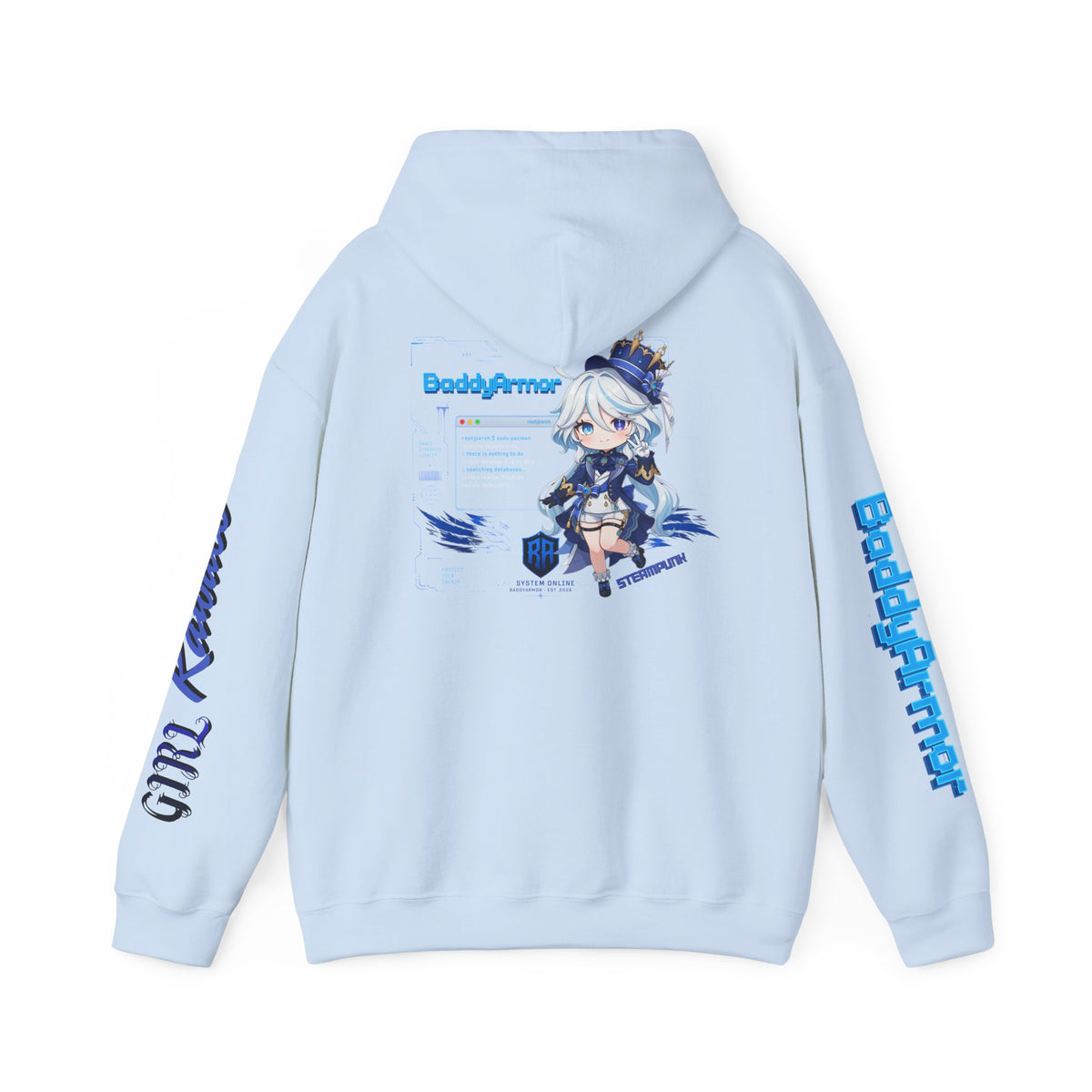 Steampunk Kawaii Girl Hoodie | Chibi Anime Graphic Pullover | Baddy Armor