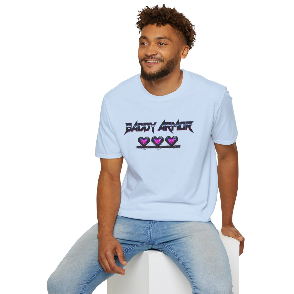 Baddy Armor Graphic T-Shirt | Purple Heart Icon Cotton Tee