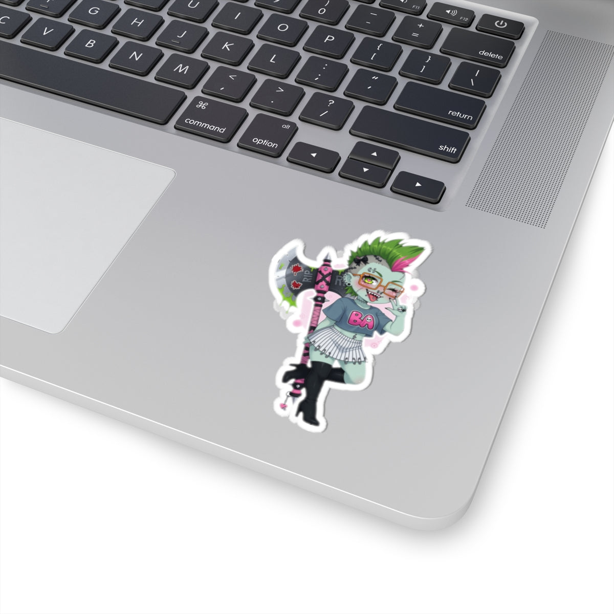 Punk Zombie Girl Sticker with Battle Axe | Baddy Armor