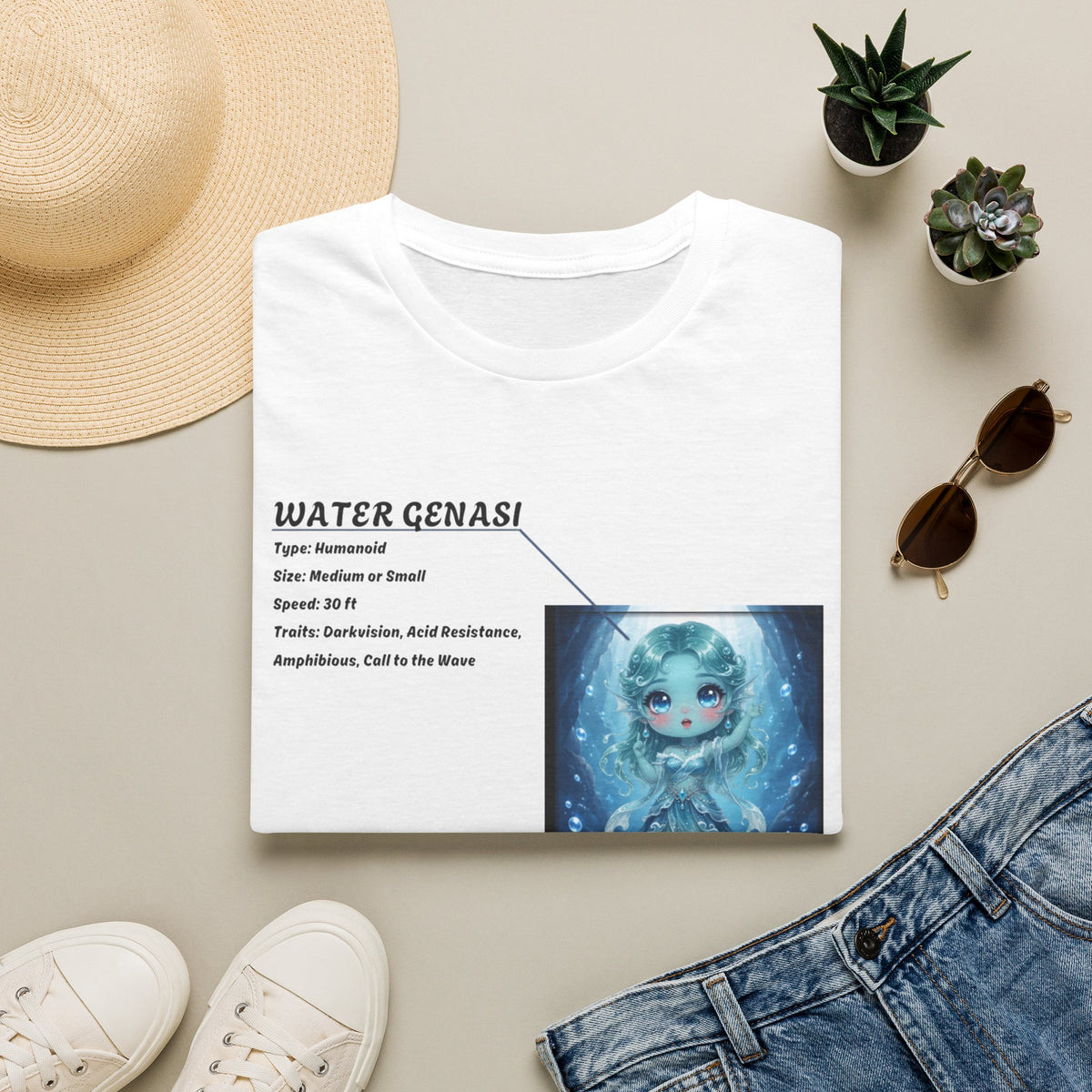Water Genasi Anime T-Shirt | Baddy Armor