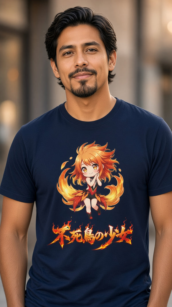 Phoenix Girl (不死鳥の少女) Fantasy Anime T-Shirt | Chibi Graphic Tee | Baddy Armor